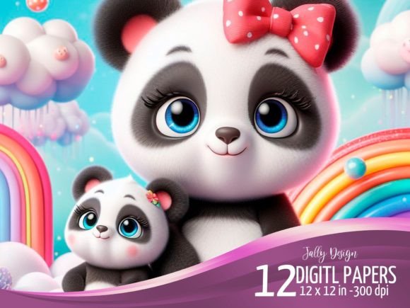Download Cute Mammy Panda and Her Sweet Babies - Cute Collection