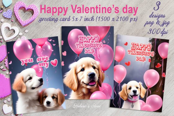 Download Cute Valentines Dog Greeting Cards Set - Cute Collection