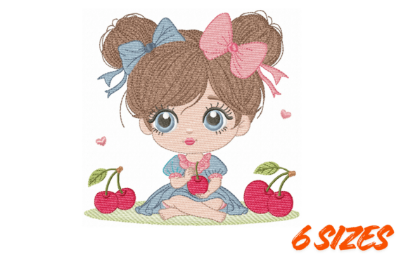 Download Cute Cherry Girl Embroidery Design - Cute Collection