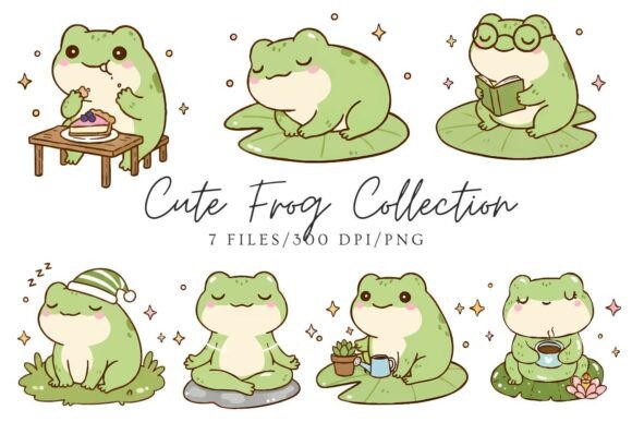 Download Cute Frog Daily Life Sticker Set - Premium Resources