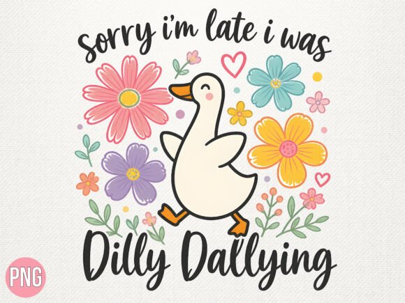 Download Cute Floral Duck Dilly Dallying PNG - Premium Resources