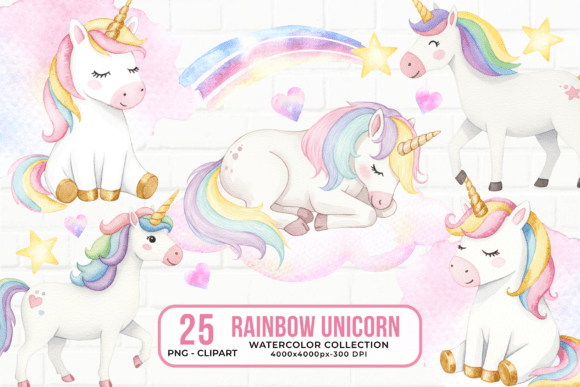 Download Rainbow Unicorn Watercolor ClipArt PNG - Premium Resources
