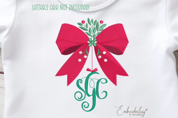 Download Christmas Bow Monogram Frame Embroidery - Bow monogram frame embroidery Collection