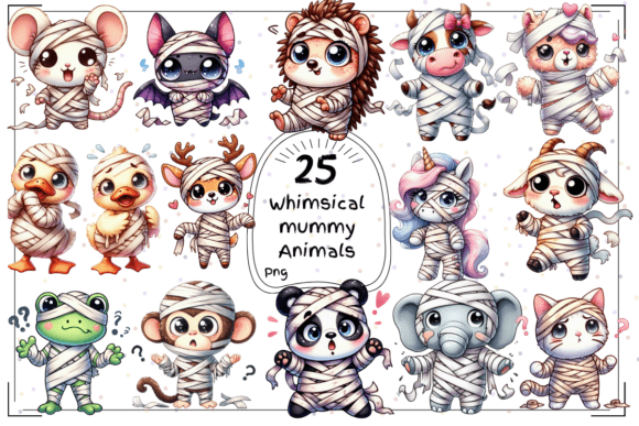 Download 25 Whimsical Watercolor Mummy Animal - Mum Collection