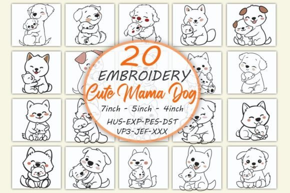 Download Cute Mama Dog Embroidery Bundle - Cute Collection