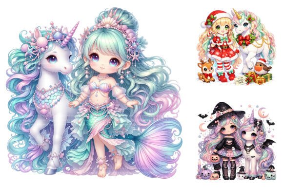 Download Cute Chibi Girl Unicorn Seasonal Clipart - Cute Collection